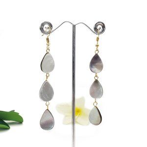 Triple Abalone shell teardrop earrings
